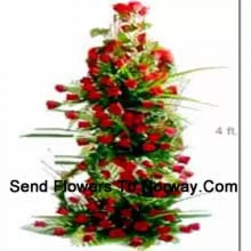 4 Feet Tall Basket Of 251 Red Roses