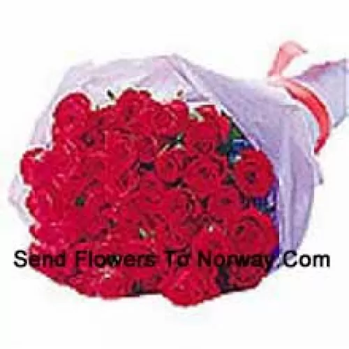 Bouquet magnifiquement emballé de 25 roses rouges
