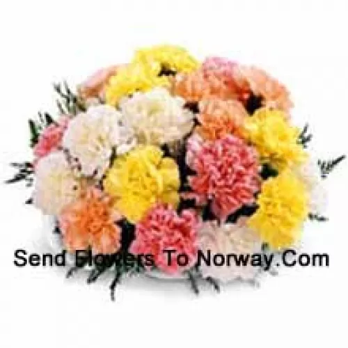Basket Of 25 Mixed Colored Carnations